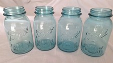 Blue Mason Jars Count Of 4 VTG 1910-1933 Excellent Condition picture