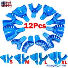 12Pc Dental Impression Trays Plastic Perforated Denture Upper/Lower EASYINSMILE picture