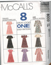 8009 UNCUT McCalls Vintage Sewing Pattern Girls Front Button  Empire Waist Dress picture