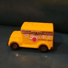 Limoges France Trinket Box Artoria School Bus Peint Main Limited #15/1000  picture