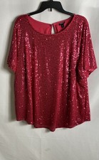 Torrid Women's Abbey Short Sleeve Sequin Top Virtual Pink Sparkly Sz 2X NWT picture