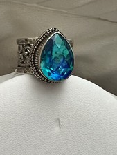 Sarda 925 Sterling Silver Carribean Quartz Ring Size 8  picture