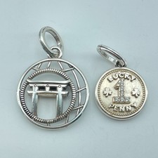 BRIGHTON Silver Charm Set Lucky Penny Gate Design Crystal Accents Taiwan NEW picture