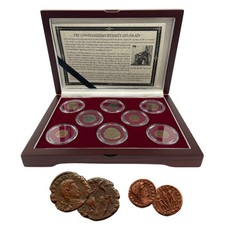 Set of 8 Constantine Dynasty Bronze Coins Roman Collection picture