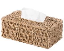 Vintiquewise Woven Seagrass Wicker Rectangular Tissue Box Cover Holder, Natural picture