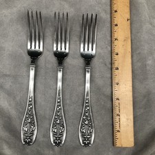 3 Henin & Cie .950 French Sterling Silver 1875 Minerva (1) Acanthus Leaf Forks picture