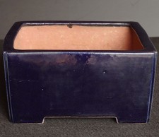Bonsai Pot Tokoname Reiho Deep Blue Glaze Square Deep Width 23.1 cm (9.09 in.) picture