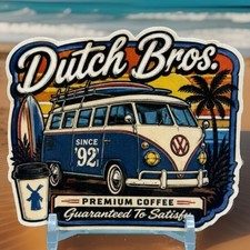 RARE Dutch Bros. Classic Surf Van Sticker Drop Beach Coffee Rebel Golden Eagle picture