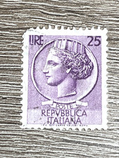 Italy, 25 Lire, Italian Postage Stamp, Poste Repvbblica Italiana picture