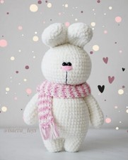 Cute Handmade Bunny Plush – Soft Amigurumi Rabbit with Pink Scarf picture