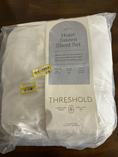 Threshold Hotel Sateen King Sheet Set 100% Cotton 801-999 TC White Deep Fit picture