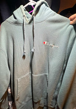 Champion Reverse Weave Men's Light Blue Fleece Pullover Hoodie Pockets L picture