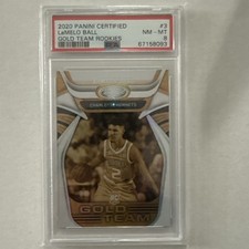 2020 Panini Certified LaMelo Ball #3 Gold Team Rookies RC PSA 8 picture