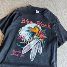 Vintage 1994 Daytona Bike Week T Shirt Mens Large Black Eagle Tattoo Florida 90s picture