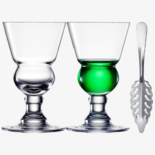 Vintage Absinthe Glasses, Swiss Bubble Reservoir Crystal Tasting Stemware picture
