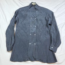 Escada Blouse Womens 38 Black Crinkled Pleated Double Breasted VTG Blouse Italy picture