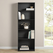 Mainstays 5-Shelf Bookcase with Adjustable Shelves, True Black Oak picture