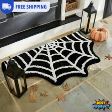 1pc Halloween Floor Mat Wavy Spider Web Design Non-Slip Floor Rug Home Decor New picture