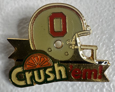 1980s Ohio State Univ. Buckeyes Orange Crush Soda Promo Football Enamel Pin READ picture