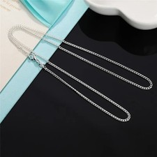 Genuine 925 Sterling Silver Curb Chain Necklace Lobster Clasp 16