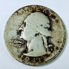 1941 S Washington Silver Quarter, Actual 90% Silver Coin Shown #12309 picture