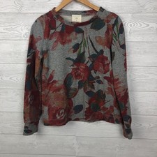 t.la Anthropologie Womens XS Floral Sweatshirt Long Sleeve Pullover Cotton Blend picture