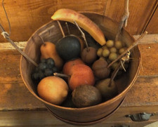 Antique Primitive 19thc Wooden Pantry Box w/ Scented Wax Fruit picture