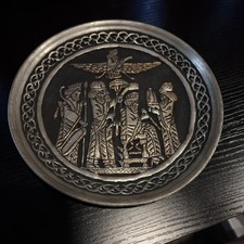 Vintage Persian Ghalamzani Hand Hammered Copper Persepolis King Darius 7 3/4” picture