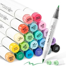 Ohuhu 24 Basic Colors Alcohol Markers Brush & Fine Double Tipped w/ 1 Blender picture
