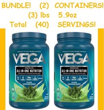 BUNDLE (2) Vega All-In-One Nutrition Unsweetened 3lb 5.8oz (40) Servings picture