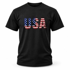 USA American Flag Men’s T-Shirt Patriotic Graphic Tee Short Sleeve Unisex Shirt picture