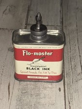 Vintage 1940s Flo-Master Black Ink Lead Top Handy Oiler Can Full Clean  picture
