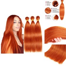 Hydtxc Human Hair Bundles 16 18 20 inch Orange 350 Straight Wave 12A Brazilian picture