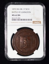 NGC MS62 1875 Battle of Lexington Centennial Medal  HK-17 picture