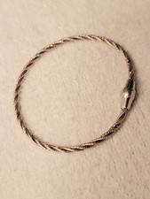 Vintage Dyadema Italy 925 Sterling Silver Gold Tri-Color Rope Bracelet 7.5