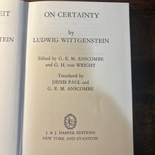 On CERTAINTY BY LUDWIG WITTGENSTEIN 1969 HC J&J Harper First Edition Bilingual picture