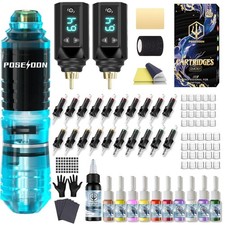 Tattoo Gun Kit POSEIDON Tattoo Kit Pen Kit with 2pcs 1500mAh Batteries Tattoo Ma picture