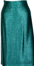 ST.JOHN Women's Knit Green Sequins Throughout Metallic Shimmer Skirt Sz 16 picture