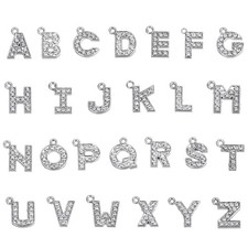 Alphabet A-Z Letter Jewelry Rhinestones Initial Charm Pendant Charm  26 Pcs picture