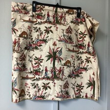 Remnant Colorful Toile Design Print Fabric 50 X 52 Inches Colorful Vintage picture