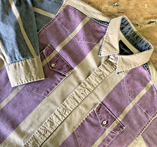 VTG Wrangler Western Shirt Men's L Brushpopper X Long Tails Striped 16.5 x 35 picture