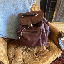 Frye Genuine Leather Drawstring Flap Large Backpack Book Bag With Top Handle picture