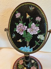 Vintage Chinese Cloisonne Swivel Mirror,  Cloisonne on the Reverse. picture