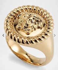 Versace Metal Embellished Medusa Head Gold Ring Size IT 19 $425 Authentic picture