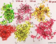 Lures Pro 50 PCs 1/32 1/16 oz 1/8 oz Jig Heads Fishing hooks Crappie Bass sharp picture