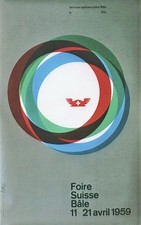 1959, Original FOIRE SUISSE, Bale, Poster, Celestino Piatti, Muller Brockmann picture