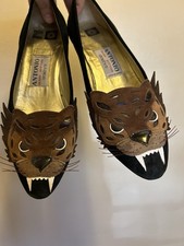 Vintage Mod Era 60s Enzo Roma Albanese Italy Suede Leather Cat Flat Heels 9 picture