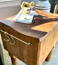 Authentic Antique Butcher Shop Block Table – Restored Compact Kitchen Island picture