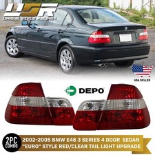 DEPO OE Euro Red/Clear 4PCS Rear Tail Lights For 02-05 BMW E46 3 Series 4D Sedan picture