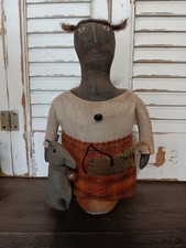 Extreme Primitive Folk Art Stumpy Doll & Dog picture